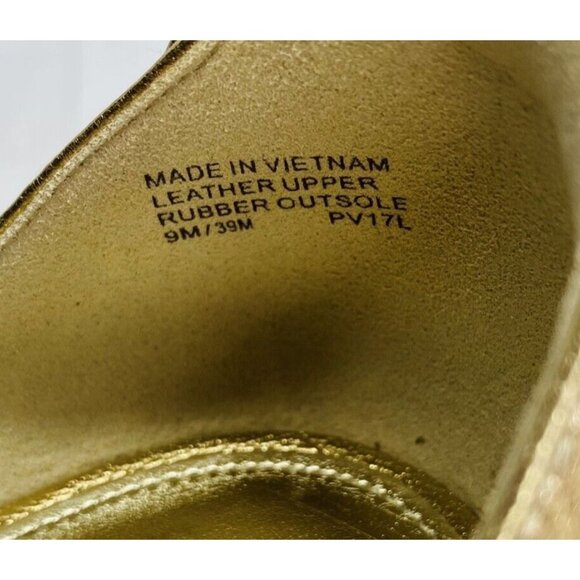 Michael Kors BELLA Gold Metallic Leather Ruffle Jute Platforms Sandals Sz 9 M 39 - Picture 10 of 12